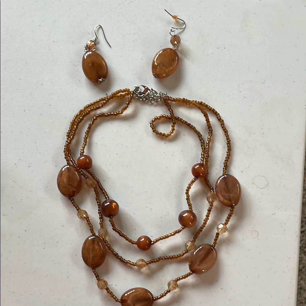 3/$20Elegant Brown Beaded Jewelry Set